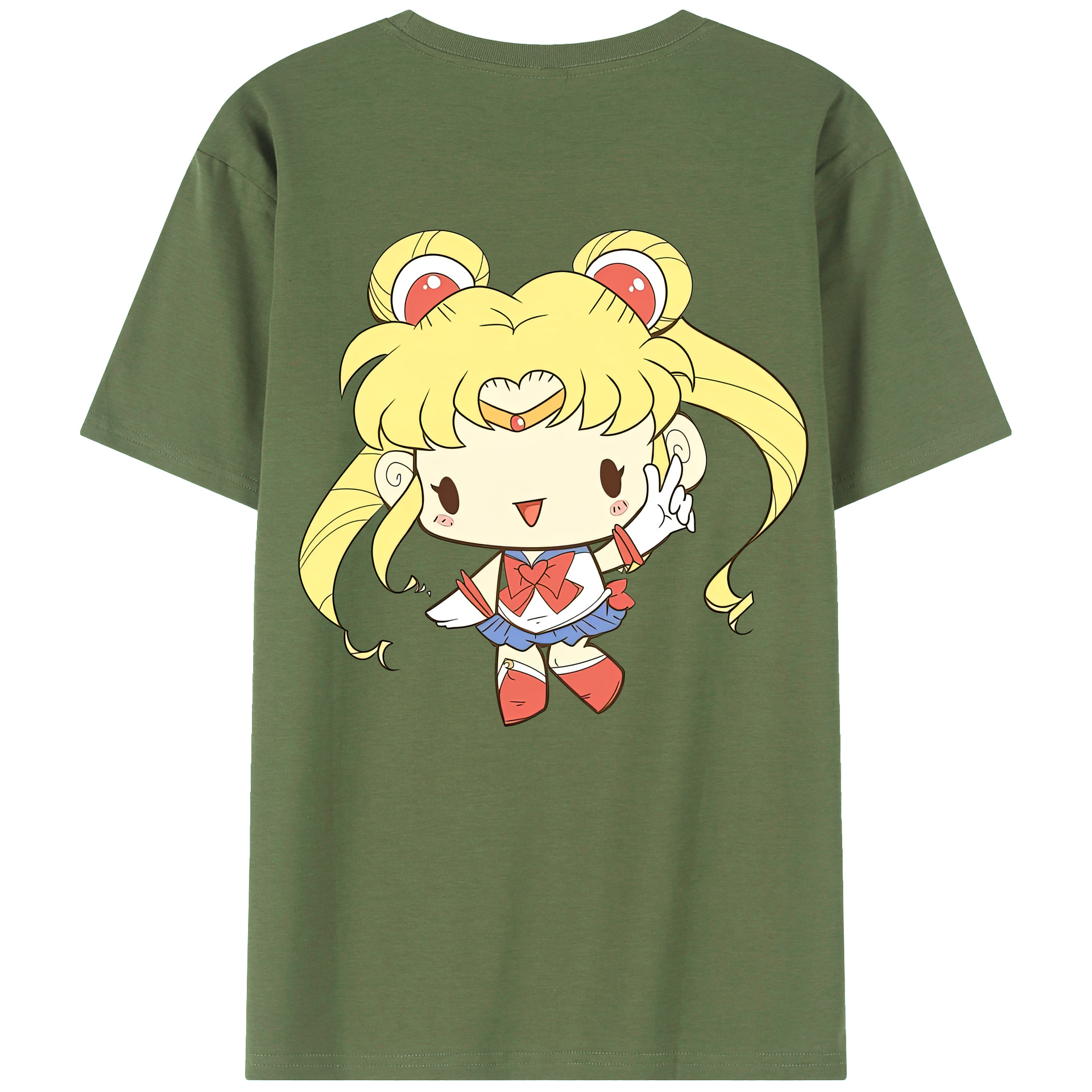 （画像用） 美少女戦士セーラームーン 月野 うさぎ つきの うさぎ Sailor Moon Tsukino Usagi 綿100％ メンズ半袖Tシャツ（バックプリント） 通気性